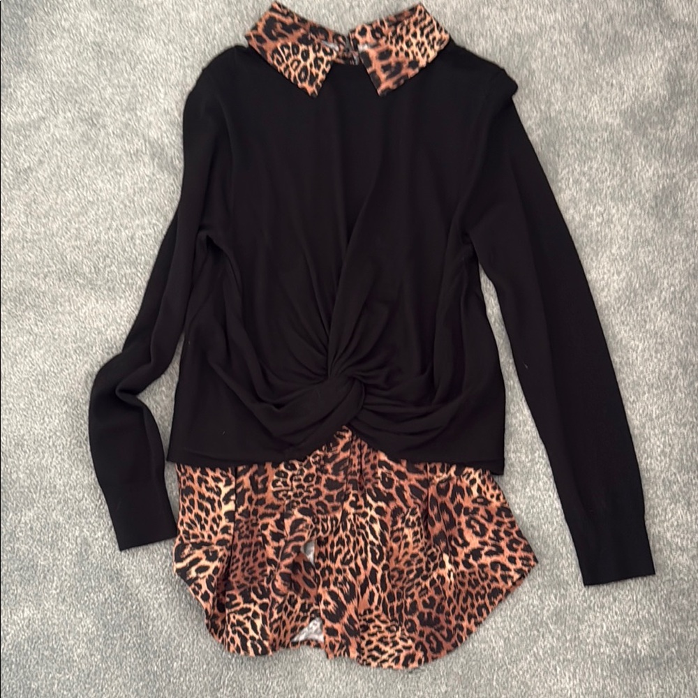 Leopard Print Black Women's Top